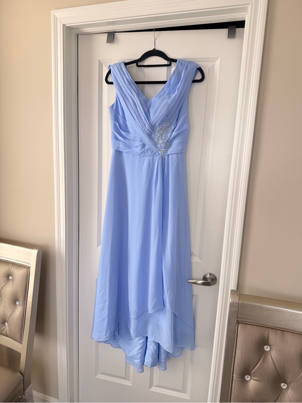 Elegant Periwinkle V-Neck Chiffon Dress